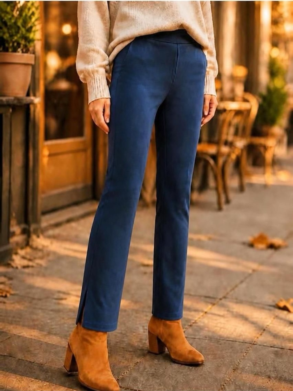 Vince lamb SUEDE split hem ankle length pants in navy blue NEW ($1,200 retail)